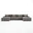 6 - Piece Upholstered Light Gray Faux Rabbit Fur Flannel Modular Sectional Sofa with Throw Pillows & Removable Ottomans-1911773208