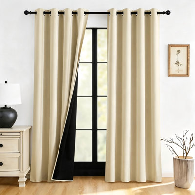 Ensemble de 2 rideaux occultants thermiques à œillets, bloquant 100 % de la lumière, avec doublure isolante pour la chambre, le salon et la décoration intérieure.