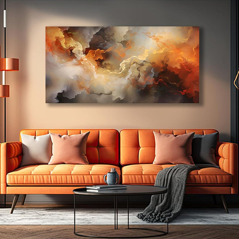 Abstrait art mural orange, art mural, impressions sur toile, décoration murale pour salon, chambre, bureau, décoration, 20 po x 40 po