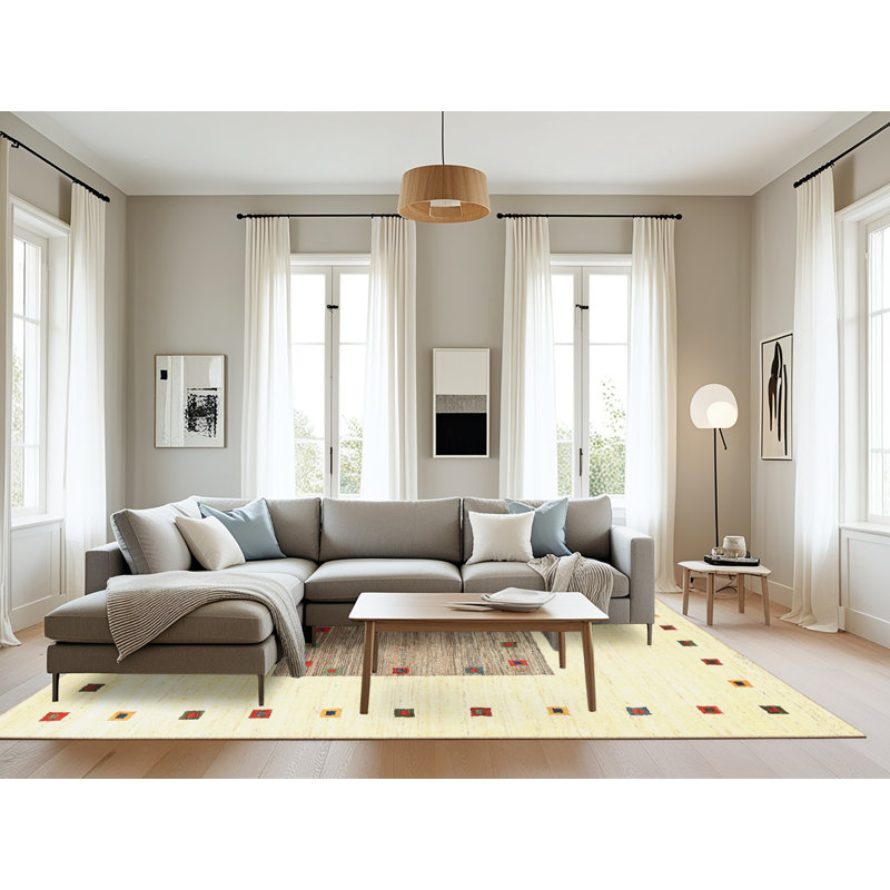 Tapis contemporain beige / gris, Rectangle 8 pi x 10 pi