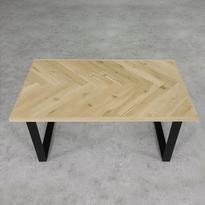 Anacortes Oak Rectangular Dining Table with Steel Base
