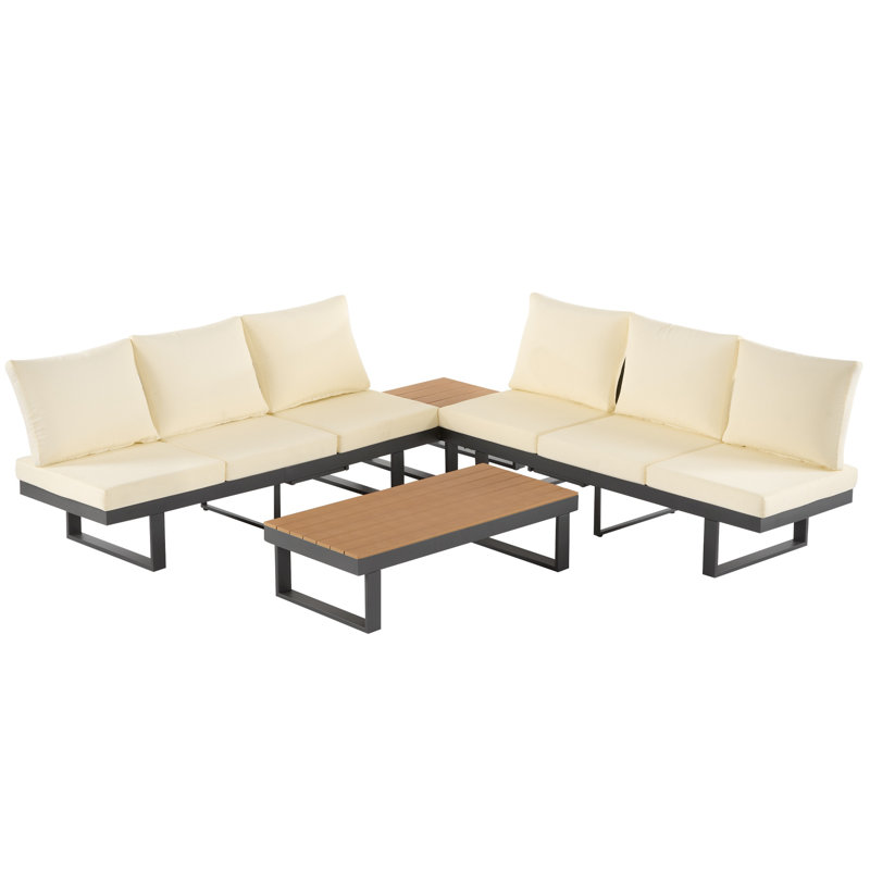 Canapé-lit d'extérieur avec fauteuil inclinable réglable, Beige