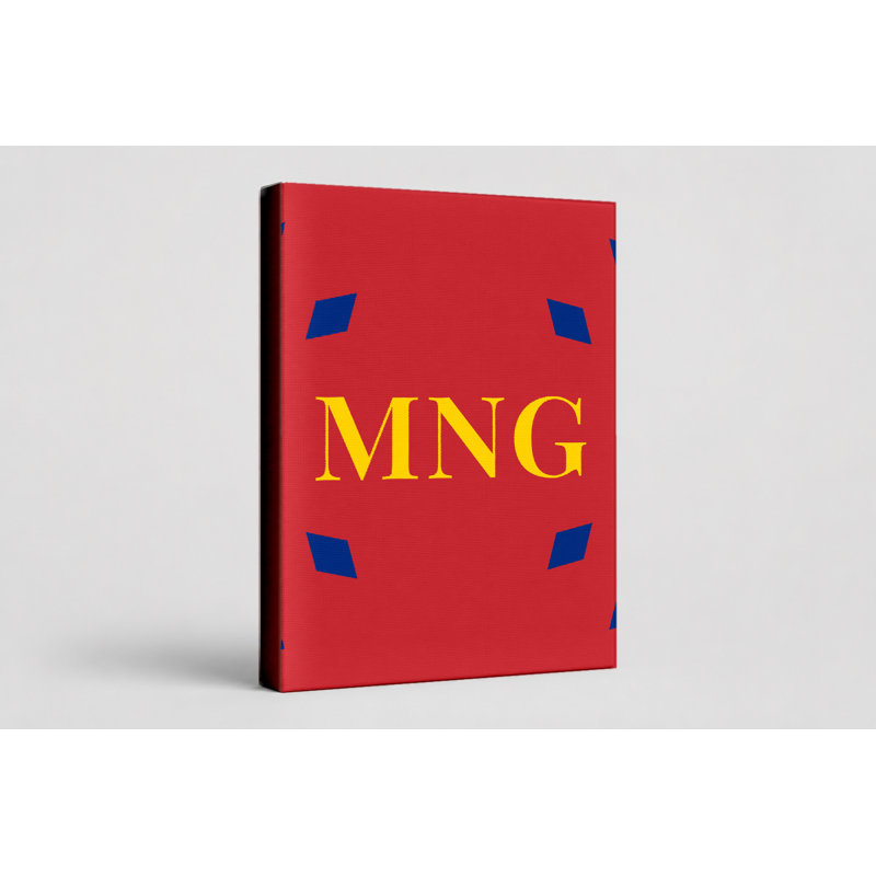 Mongolie, drapeau du monde luxueux, monogramme de diamant - bleu rouge jaune - art mural sur toile, H 36 po x l 24 po