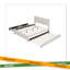 Lit plateforme tapissier avec 2 tiroirs et 1 lit gigogne simple, tête de lit classique-114222342-114222339