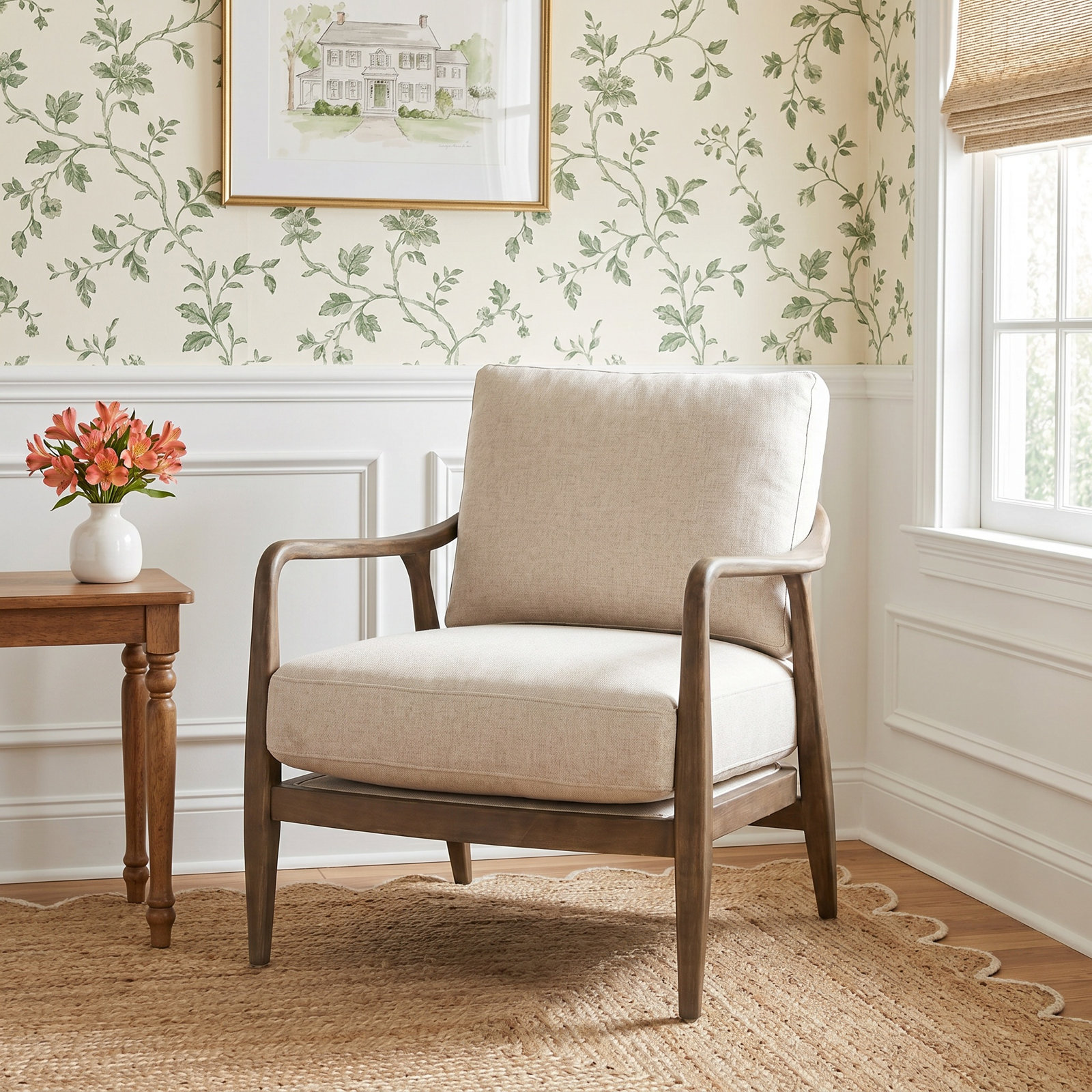Sefarina Armchair, Natural Beige Linen Blend