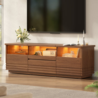 63" Tv Stand With Led Lights, Tempered Glass For Projector, Tvs