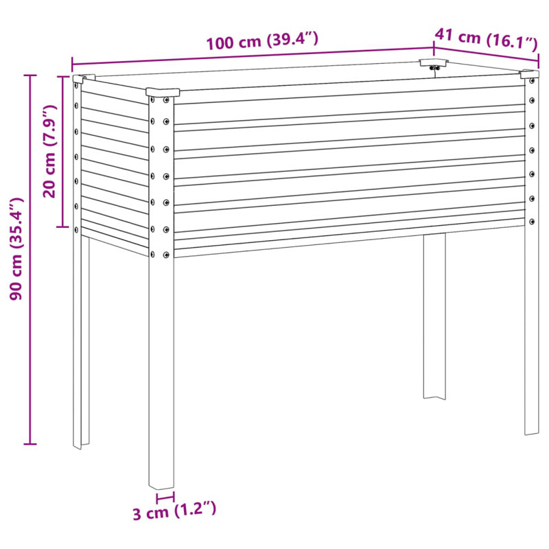 Ankoma Planter Box, 90cm H x 100cm W x 45cm D, Grey