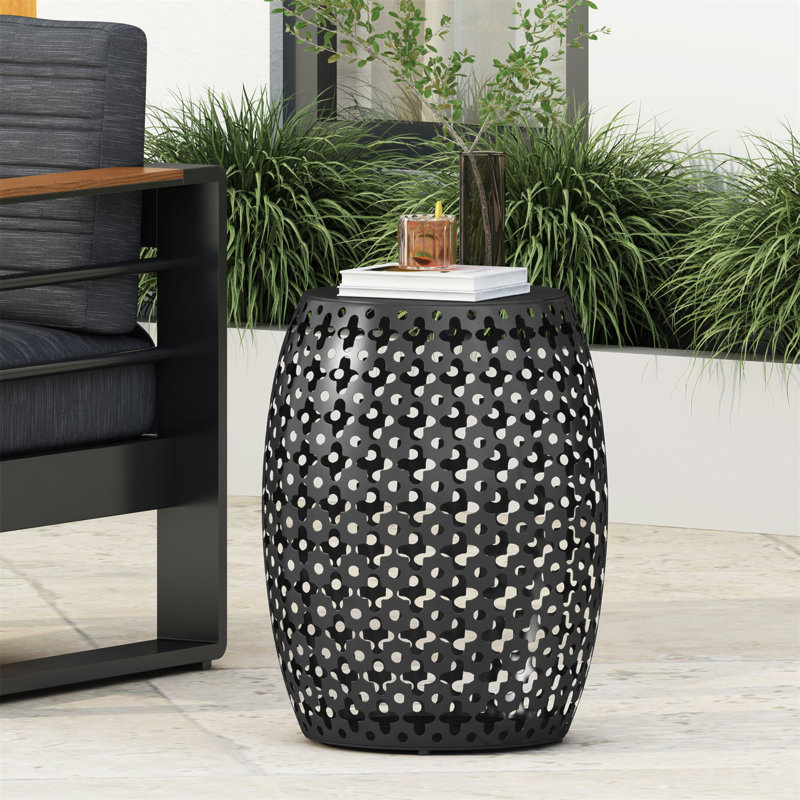 Table d'appoint de patio au design élégant, Noir, 1