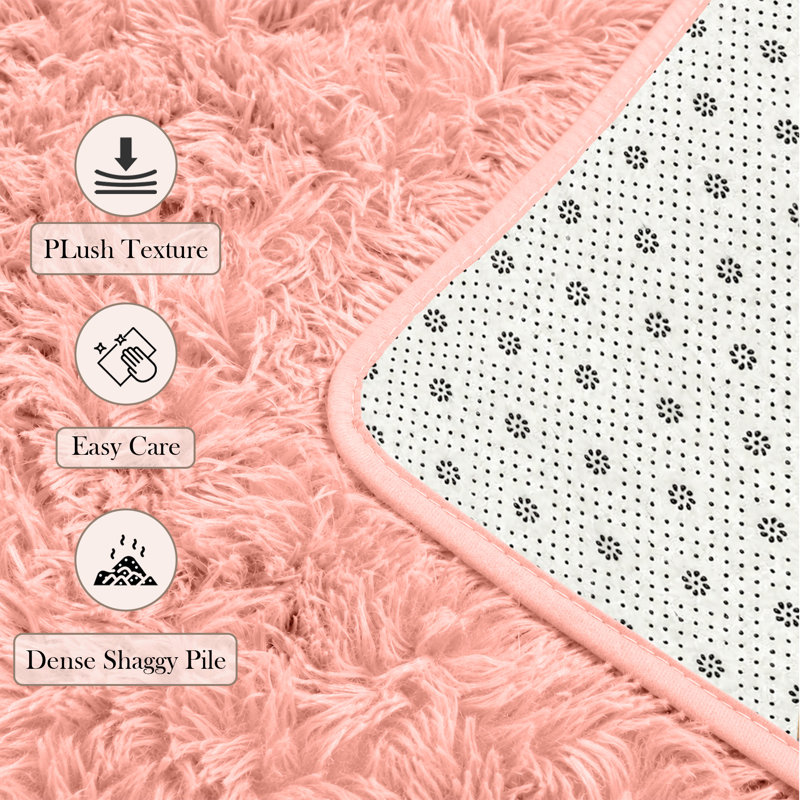 Rectangle Shag Washable, Pink, Runner 60 x 220 cm