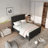 66.9' W Black Upholstered Panel Bed with Vertical Headboard, Modern Platform Bed Frame with Wood Slats and Footboard-1032321800-1032321815