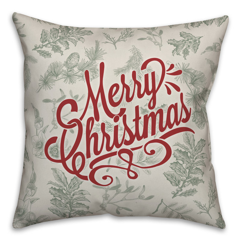 Coussin Merry Christmas, 20 po x 20 po, Housse de coussin seulement - Insert