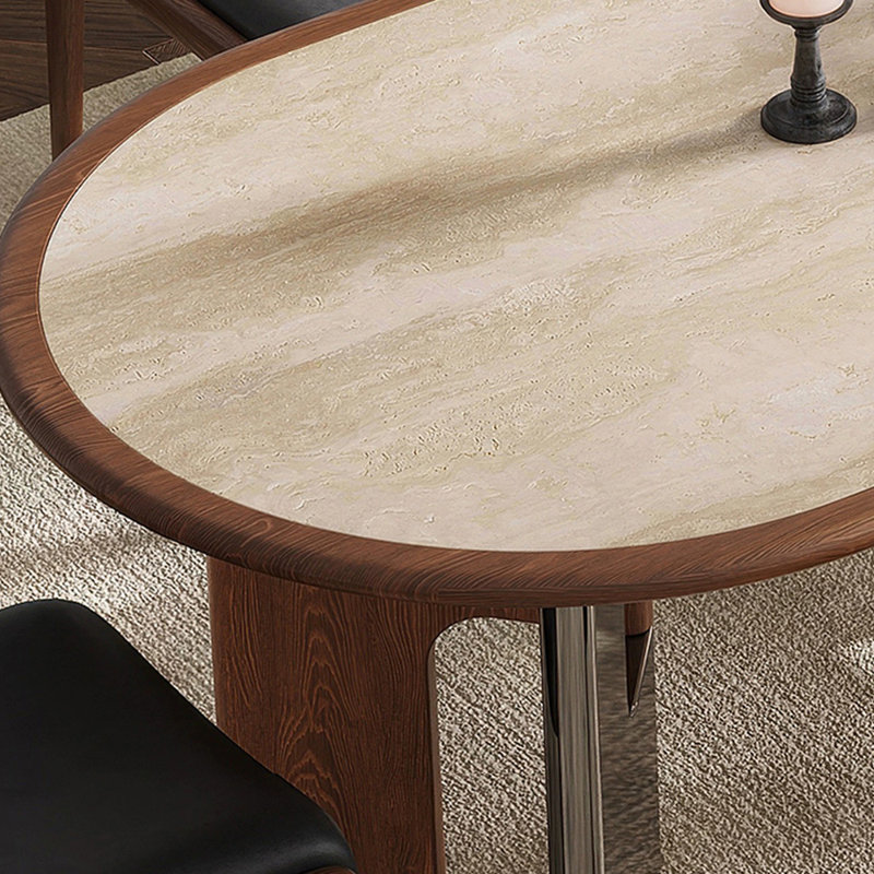 Oval solid wood rock slab dining table, 29.52”H x 62.99”L x 31.49”W