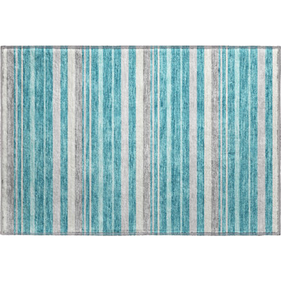Premium Machine Washable Prisco Teal Rug