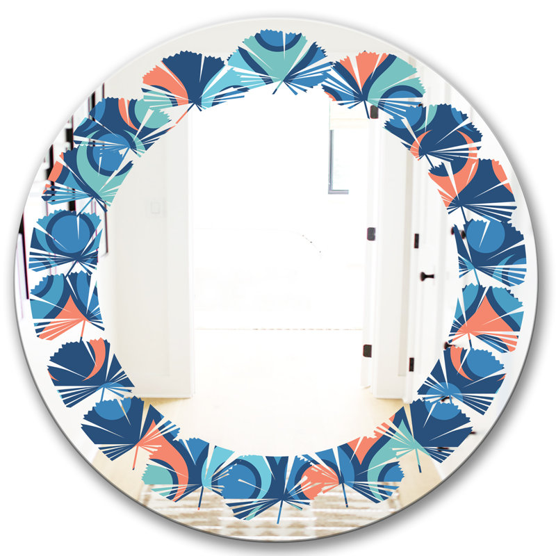 Miroir mural Leaves Abstract Drops X Coastal, H 24 po x l 24 po, Feuilles, gouttes abstraites