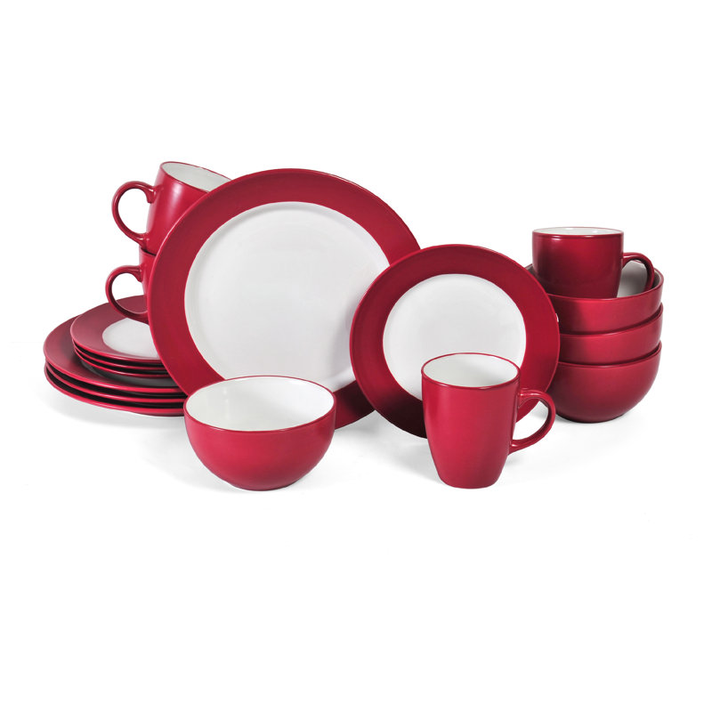 Service de table en grès 16 pièces Harmony, service pour 4, Rouge