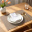Ensemble de table rectangulaire rayé 100 % lin-1419994461