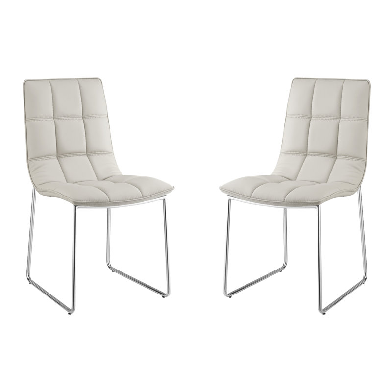 Chaise d'appoint en cuir Leandro, Gris
