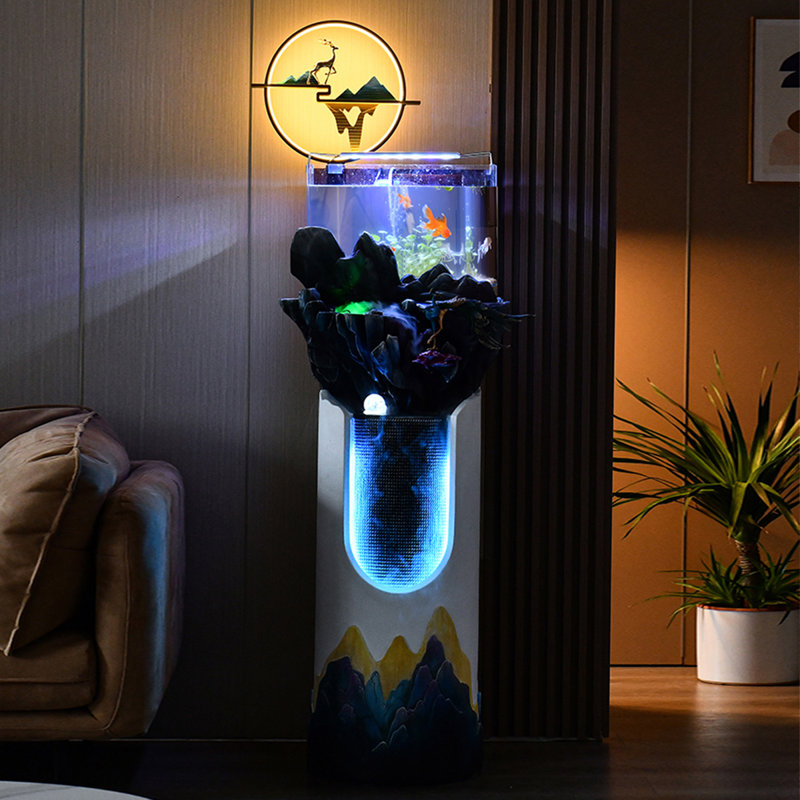 Acrylic+stone Freestanding Fish Tank