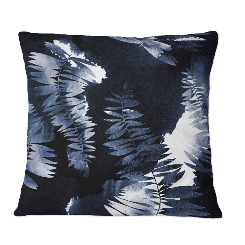 Impression sur feuilles monochrome - Coussin décoratif imprimé moderne, 18 po x 18 po