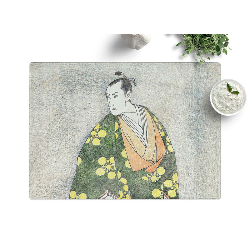 Tempered Glass Portrait of Ichikawa Yaozo III by Utagawa Toyokuni Chopping Board, 39 cm x 28.5 cm