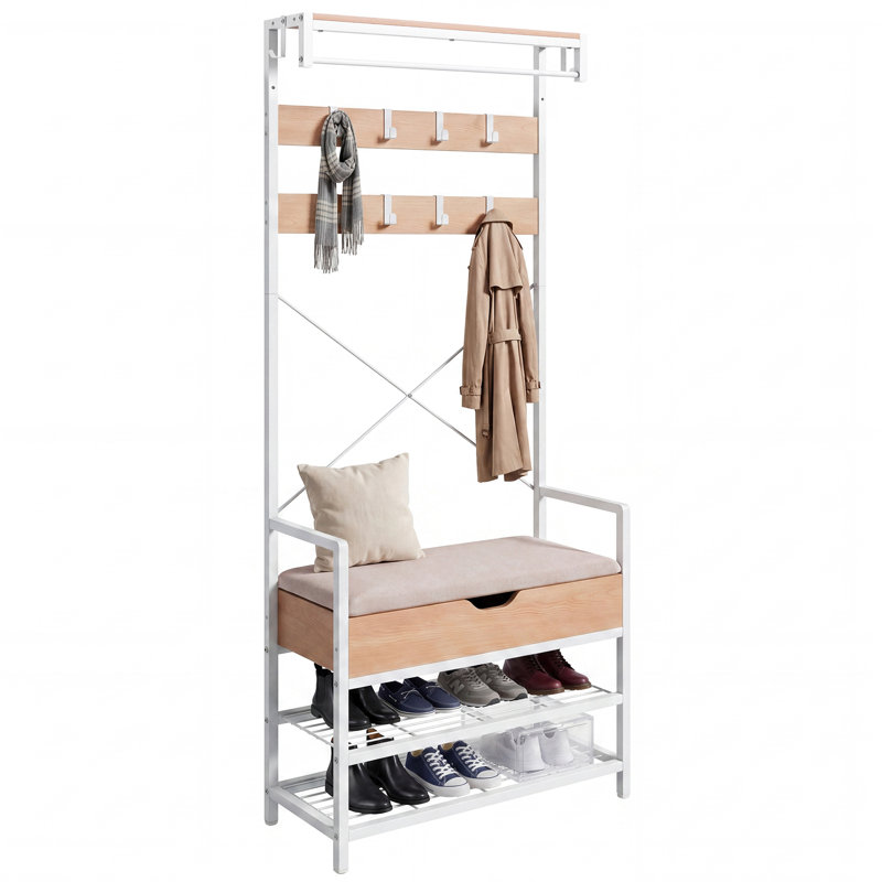 Hall Tree 80cm Wide, Beige/White