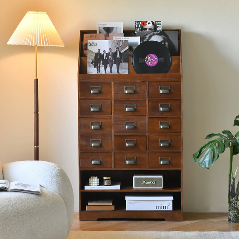 Retro Brown Solid Wood Accent Cabinet