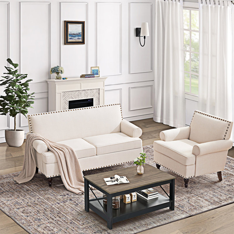 Chaise avec accoudoirs rembourrée Modern, Polyester beige