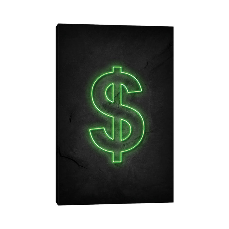 Dollar Neon by Durro Art - Print, Wrapped Canvas, 66.04 cm H x 45.72 cm W x 3.175 cm D