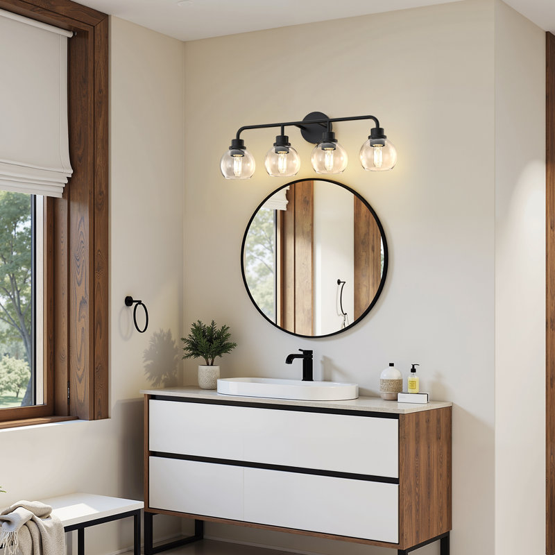 Luminaire de salle de bain 4 lumières avec abat-jour dôme