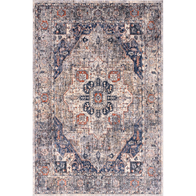 Saffron Traditional Medallion Area Rug, Rectangle 5' x 8'