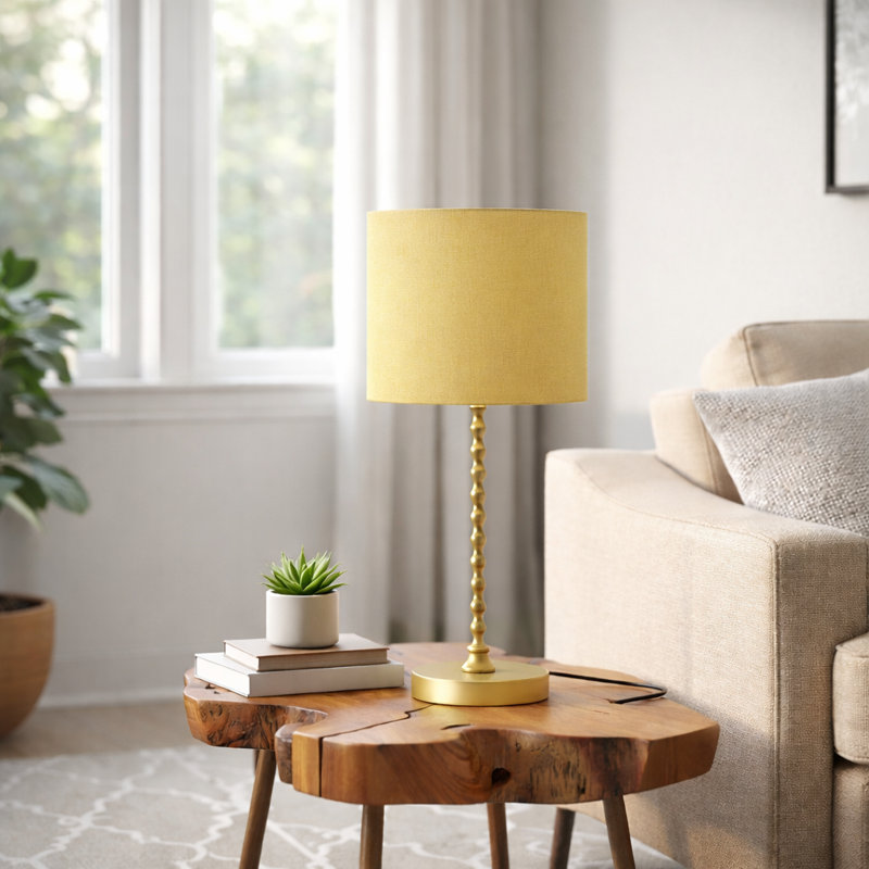 Ochre Yellow Painted Table and Nightstand Lamp