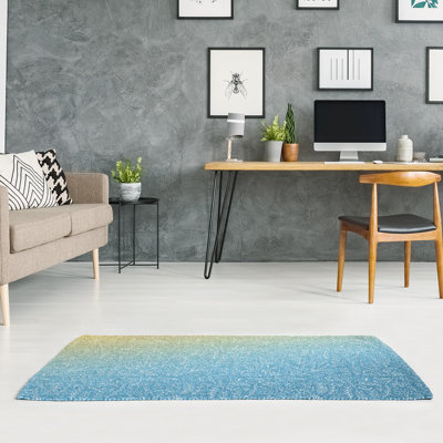 Tapis bleu ciel/jaune dégradé ditsy