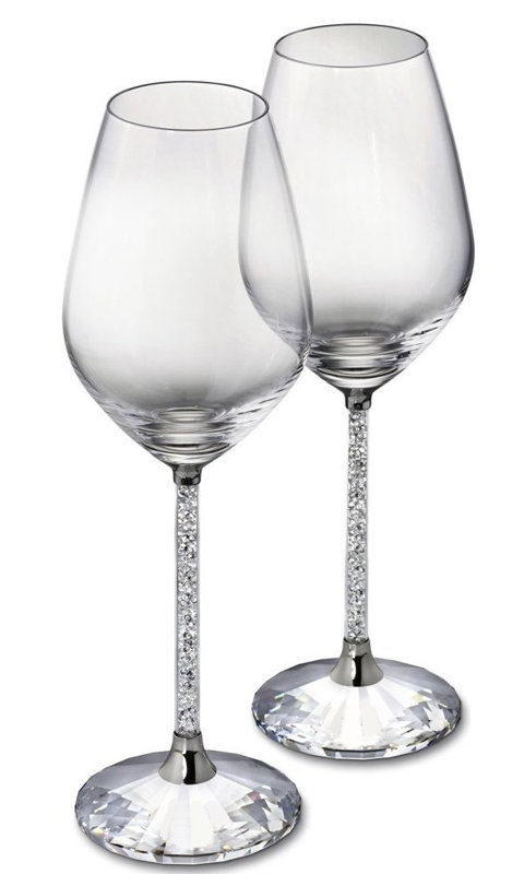 Dalton 400ml Handmade Crystal Red Wine Glass Set, Silver