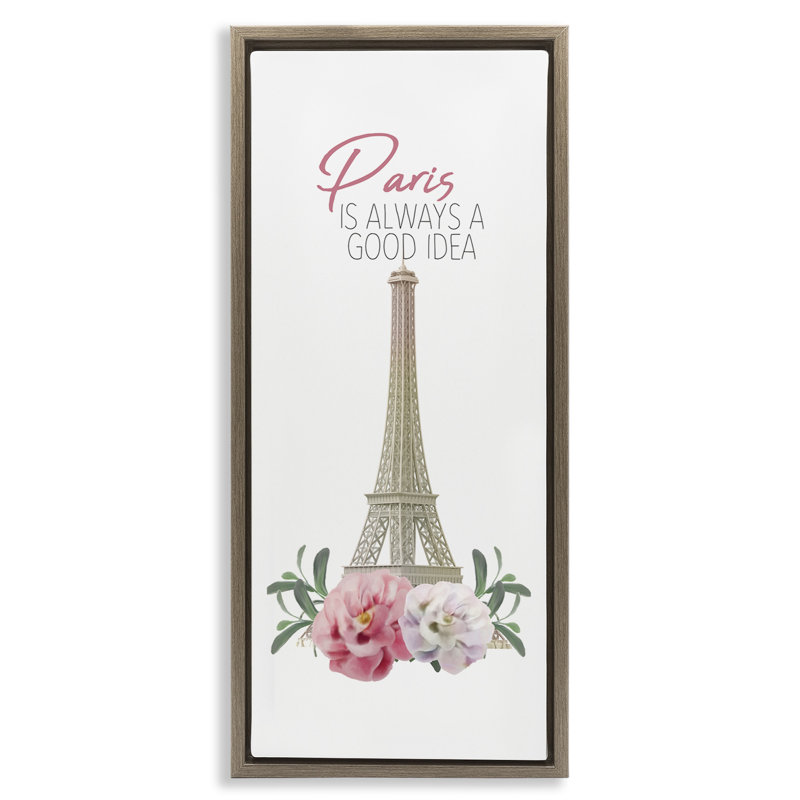 "Paris, bonne idée", tour Eiffel, encadrée par Kim Allen, Cadre flottant orme Montalcino, H 31 po x l 15 po
