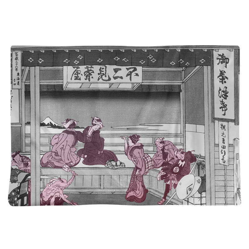 Napperon Katsushika Hokusai Yoshida at Tokaido, Rouge, Polyester sergé