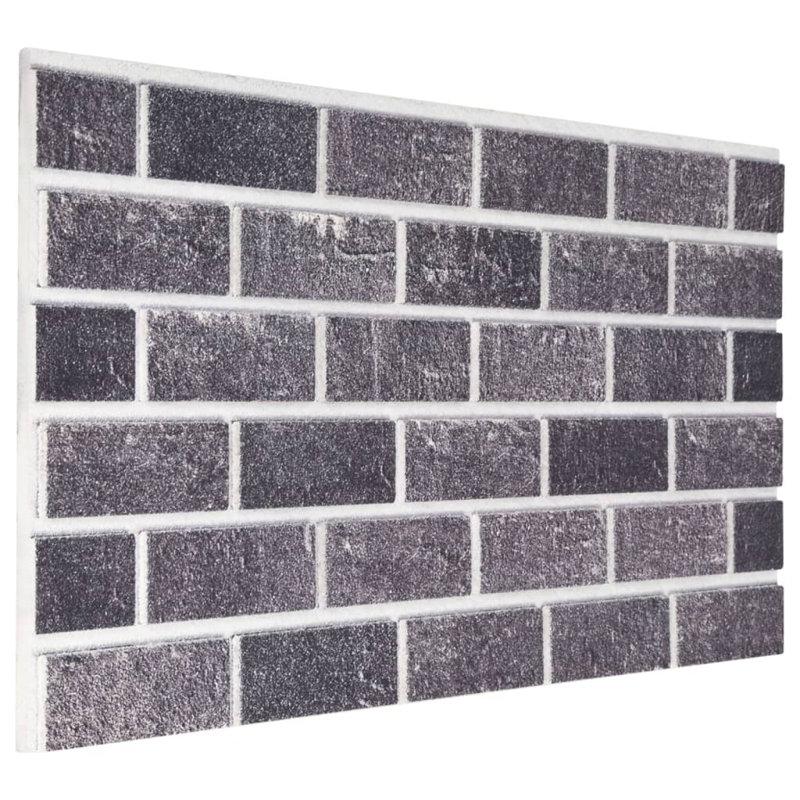 Black and Gray 3D Textured Brick Wall Panels, 39.4 x 19.7 in