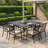 8-Seat Outdoor Patio Dining Table, Built-In Umbrella Hole & Weather-Resistant Anti-Fade Finish, Rust-Proof Reinforced Frame, Fits Porch, Backyard Lawn