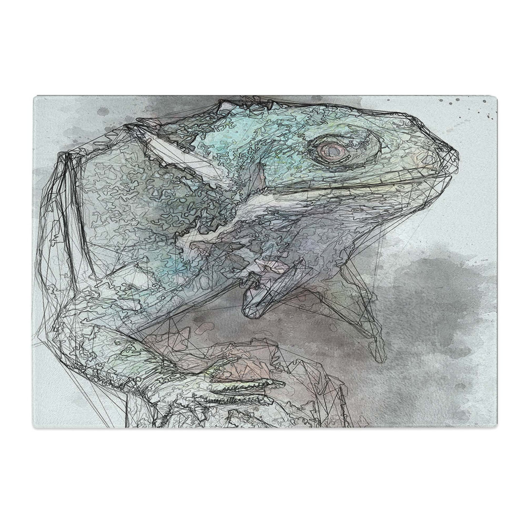 Glass Fiji Iguana in Abstract Chopping Board
