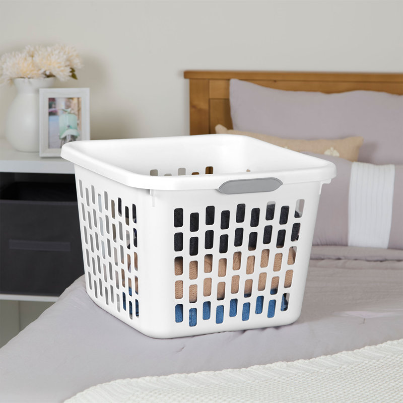 Sterilite Laundry Basket, 1.5 Bushel Plastic Hamper with Handles, White, 6 Pack, White