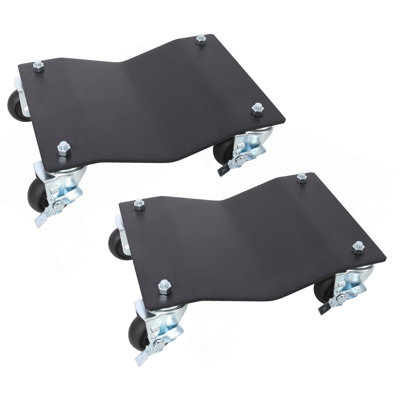 2PACK 2500Lbs Capacity Professional Steel Vehicle Dollies,Heavy Duty Wheel Dolly,Car Dolly,Steel Tire Skates With Brakes,Black