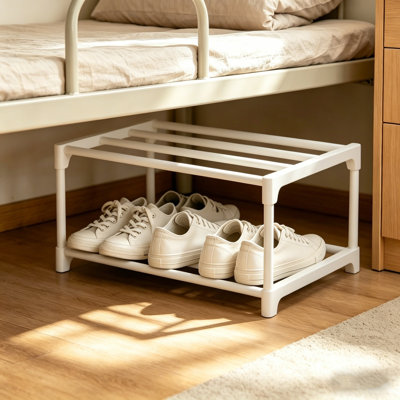 Étagère à chaussures à 2 niveaux sous le lit Économiseur d'espace Robuste organisateur de chaussures durable et antidérapant Facile à assembler pour chambre de dortoir