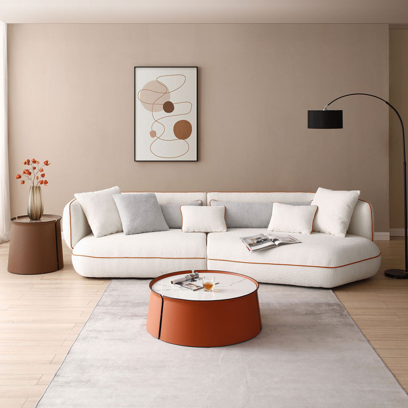Canapé incurvé Maggior, 100 % polyester beige
