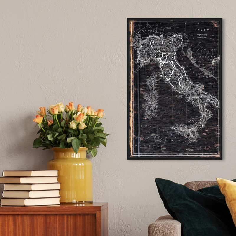 « map of italie 1873 », impression sur toile, H 16 po x l 24 po, Cadre noir