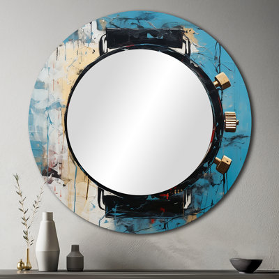 Watche Temporal Fusion - Watches Decorative Mirror, Glam Large Round Wall Mirror, Printed Metal Art
