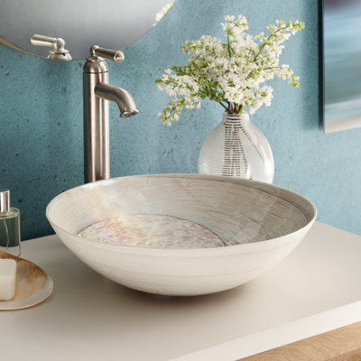 Verona 16.25" Murano Glass Round Vessel Bathroom Sink