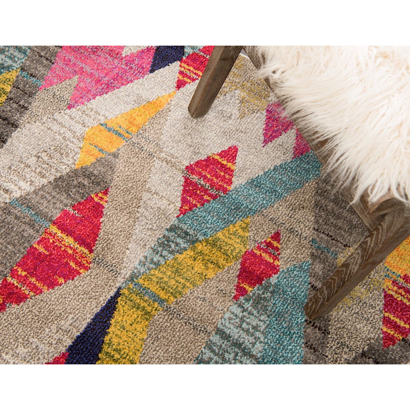 Tapis à motif géométrique gris Beverley, Rectangle 2 pi x 3 pi