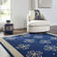 Tapis bleu contemporain en laine tissé à plat à la main-2109655139