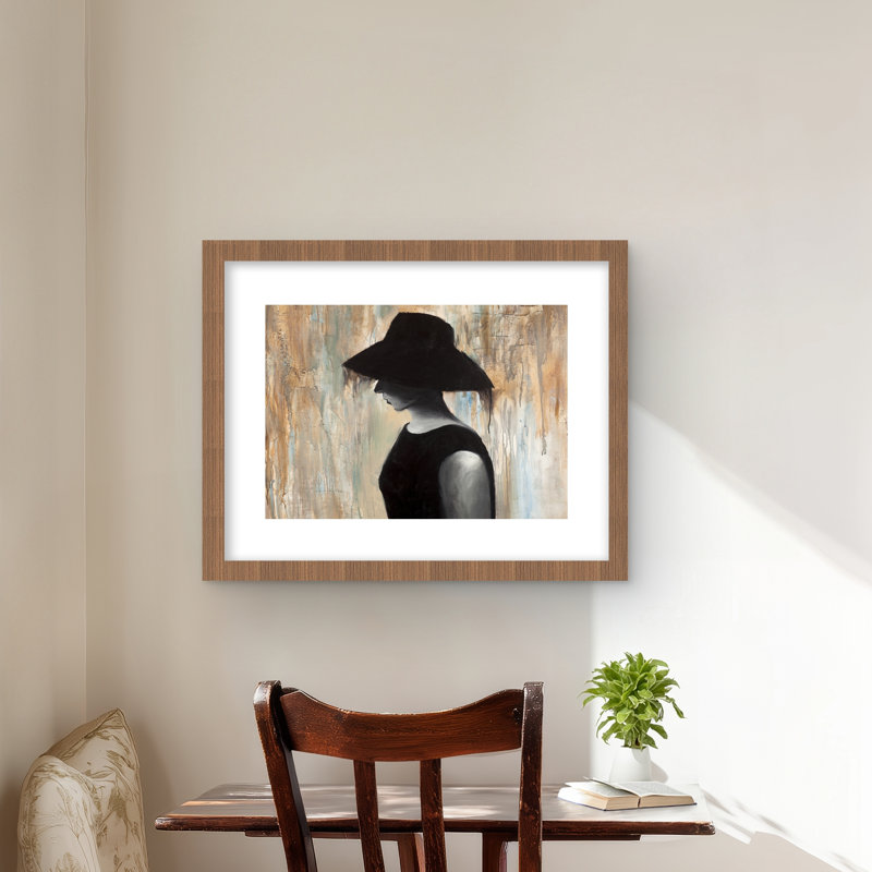 «Audrey Hepburn Big Hat», art mural encadré, Brun