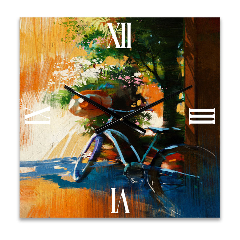 Vélo rétro et vieux chapeau le jour d'été - horloge murale rétro, Grand