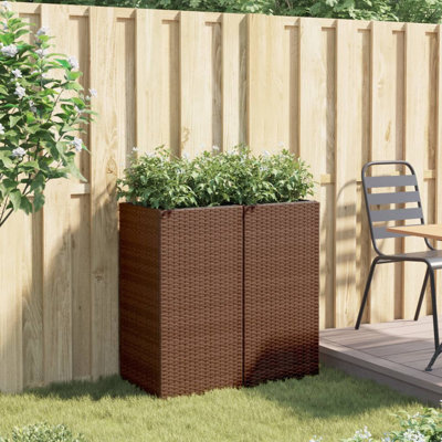 Garden Planters 2 Pcs Brown Poly Rattan